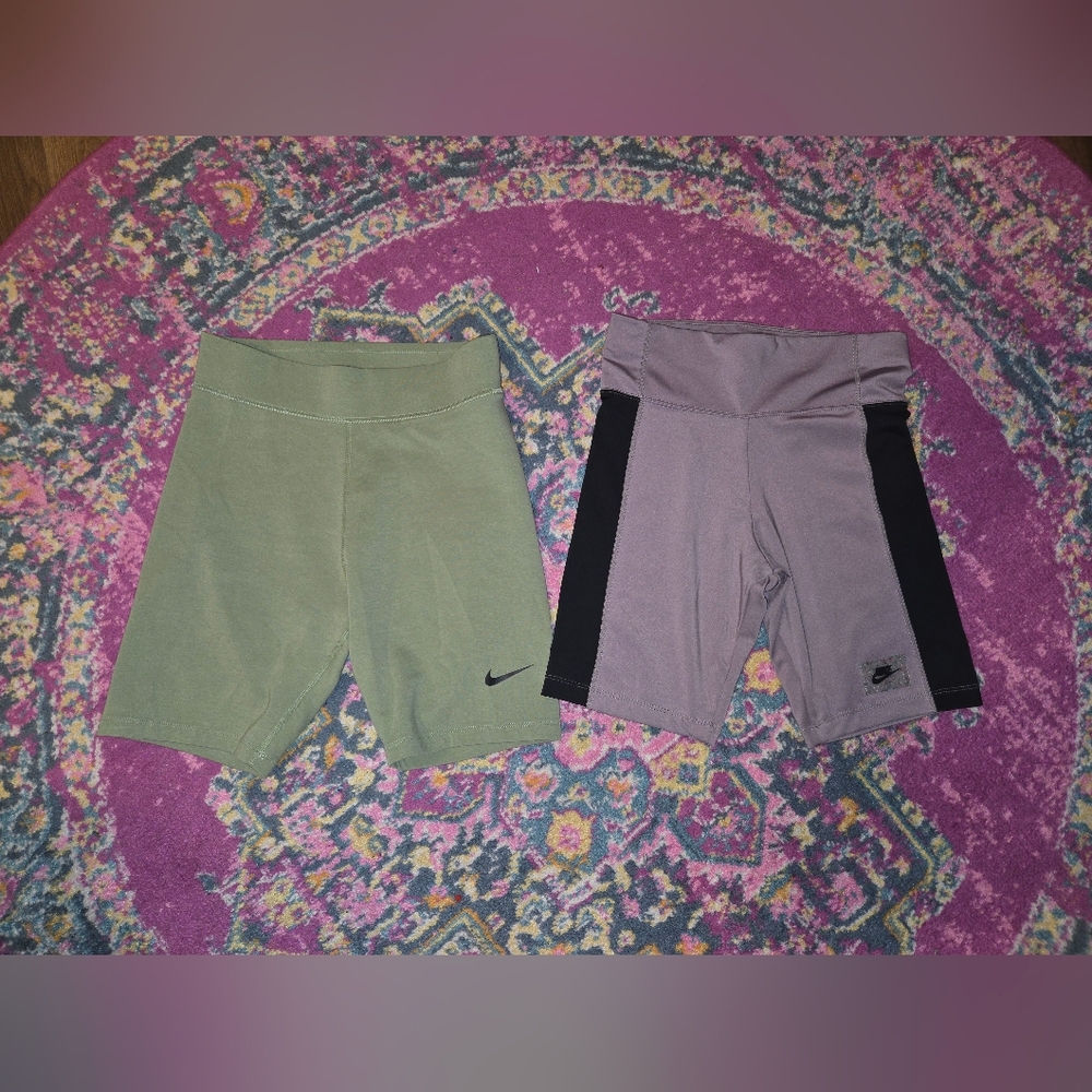 Nike Women's Bike Shorts - Olive and Lavender Bundle